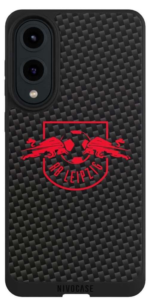 NIVOCASE Handyhülle für Samsung Galaxy S25 Edge Hülle NIVOpure Case Schwarz Carbon Offizielles Lizenzprodukt RB Leipzig