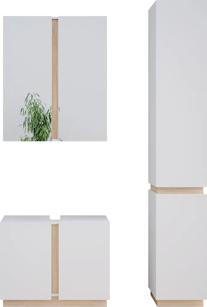 Meuble salle de bain Vicco Gloria Blanc 3 pièces avec colonne Modèle 40889