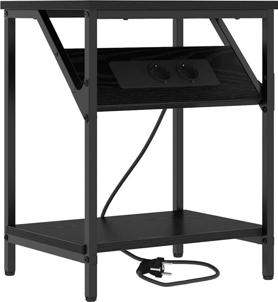 Nachttisch Schwarz Eichen-Optik 38 x 30 x 48 cm Holzwerkstoff