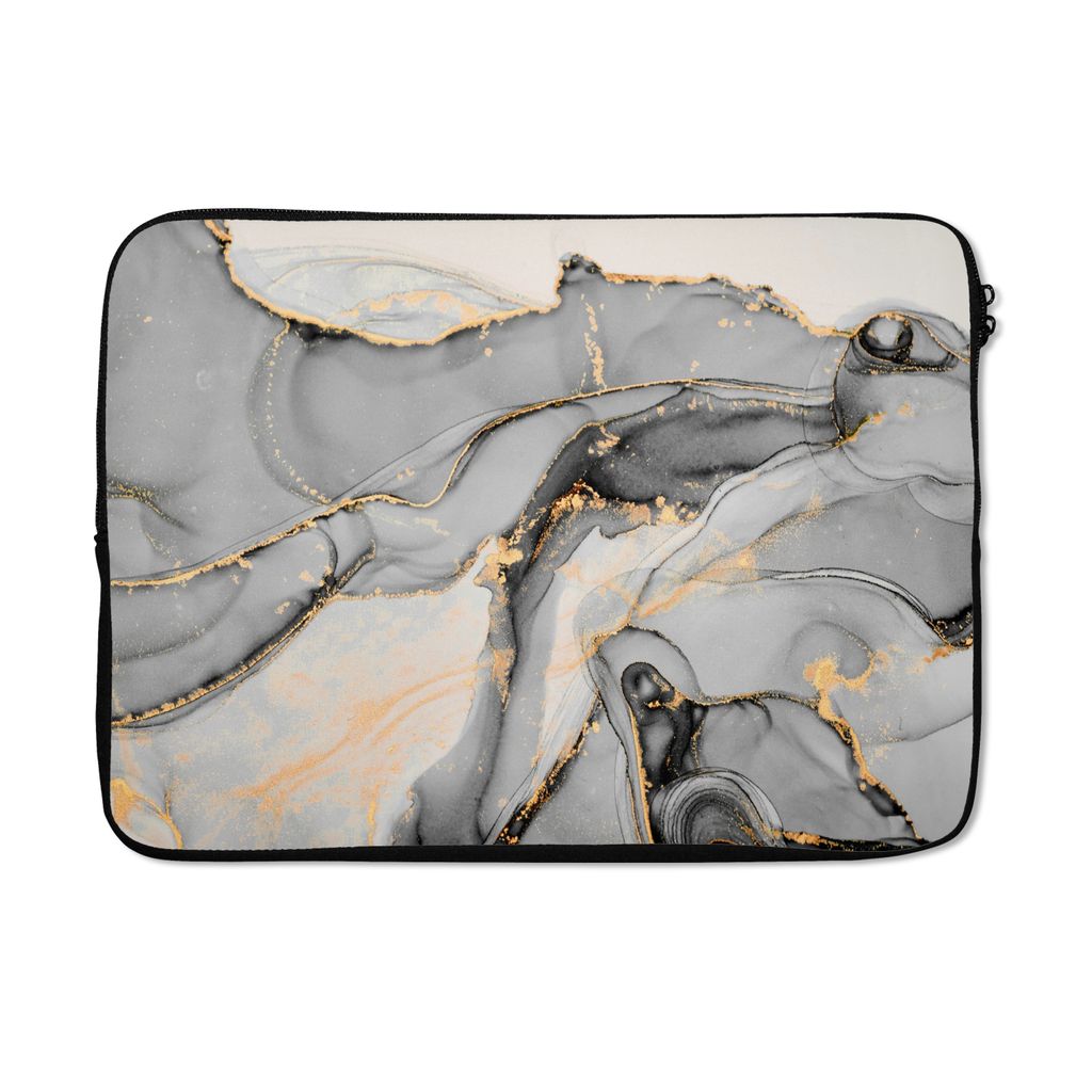MuchoWow Laptop Hülle 14 ZollMarmor - Gold - Grau Laptoptasche - Laptoptasche - Stoßsicher - Schutzhaube