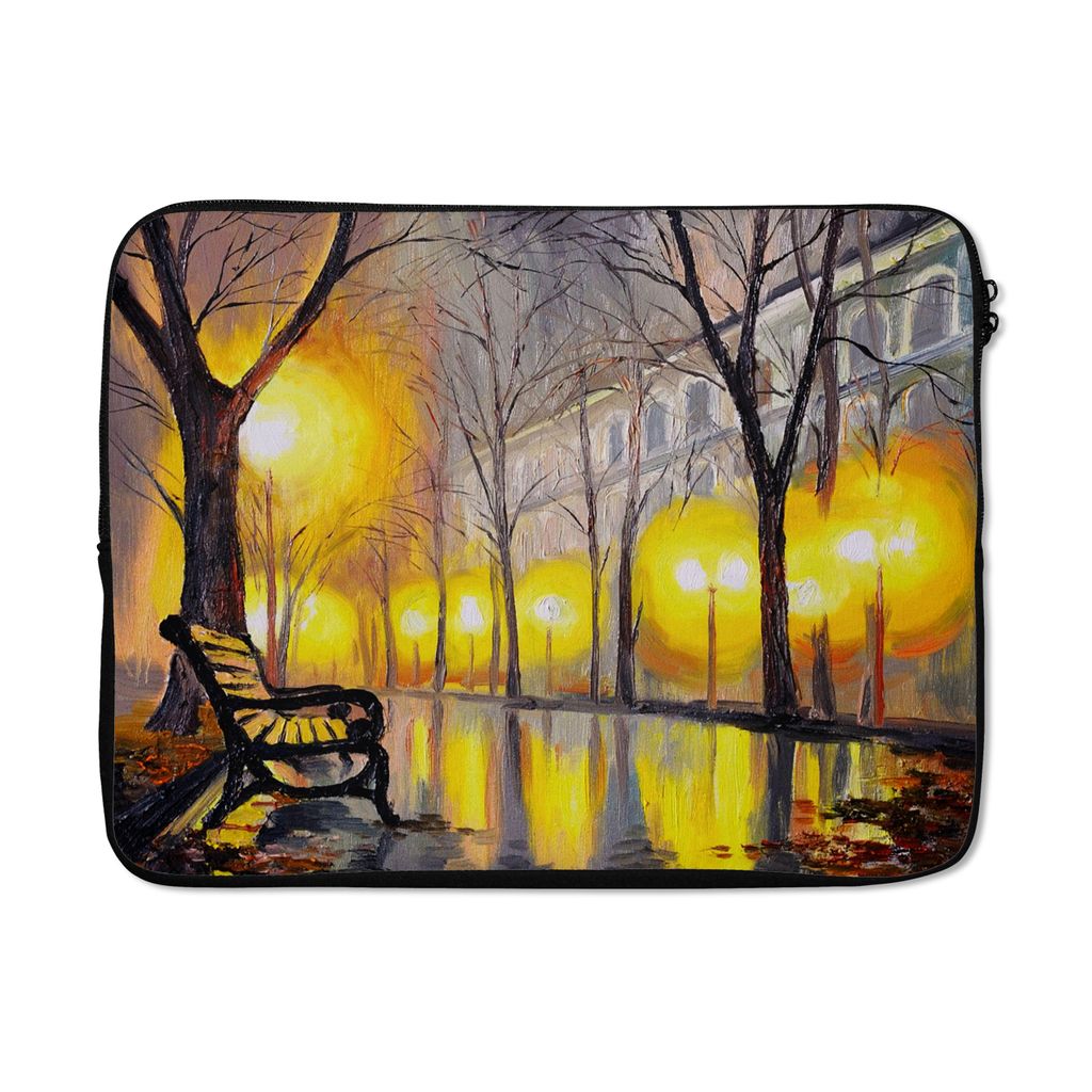 MuchoWow Laptop Hülle 15 Zoll Malerei - Bank - Wasser - Licht - Öl Laptoptasche - Laptoptasche - Sleeve - Rundum-Schutz