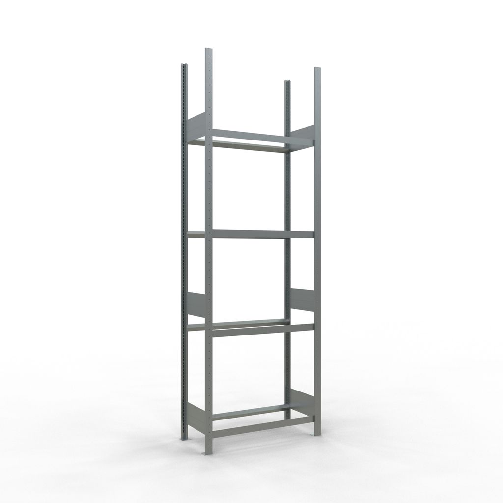 Rädergrundregal 2750x900x400 mm - 4 Ebenen à 900 mm, verzinkt