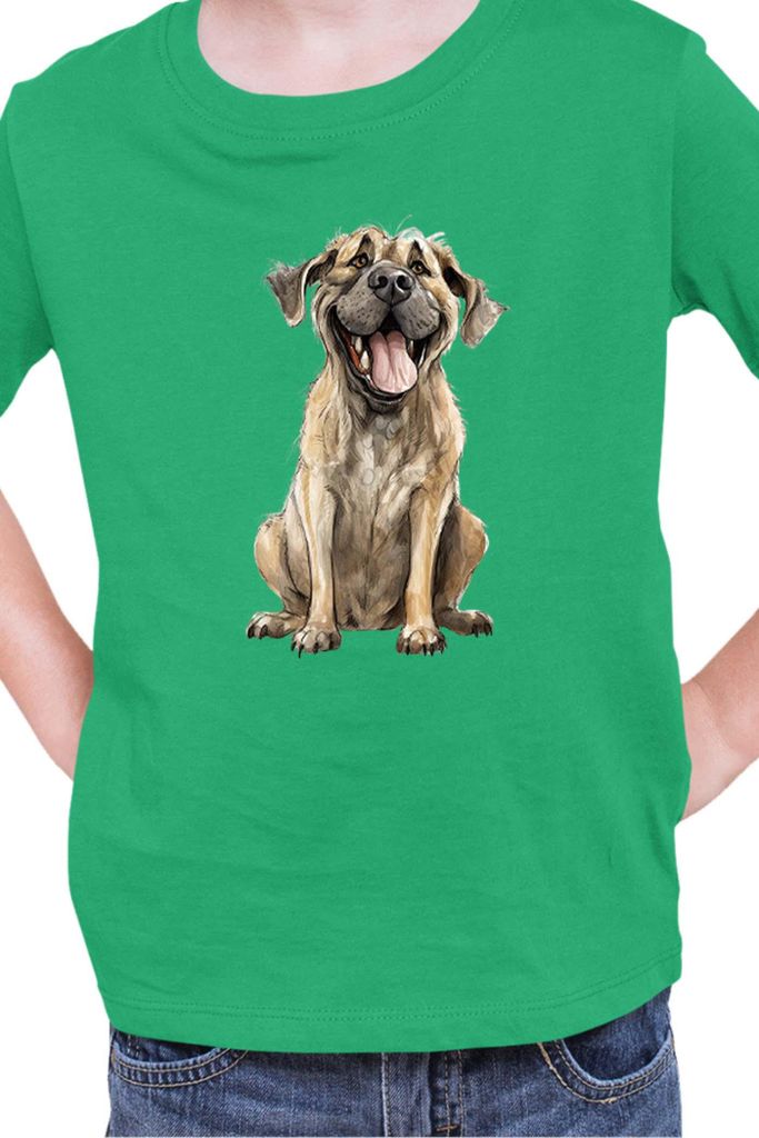 Kinder T-Shirt Funny Dogs Breeds English Mastiff Dog Breed, 3-4 Jahr - 104 / Grün