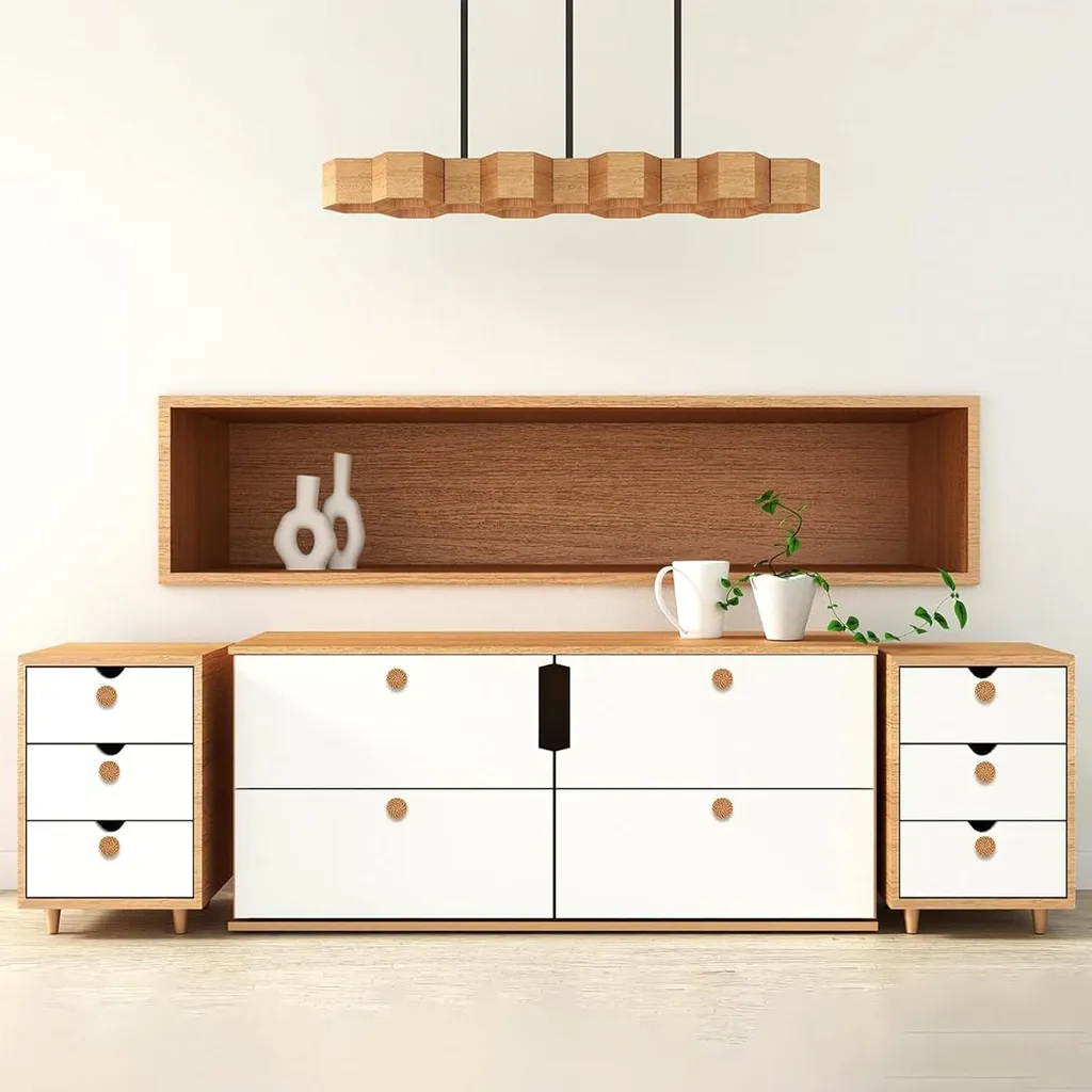 Poignées en rotin naturel style Boho lot de 12 pour meuble de cuisine