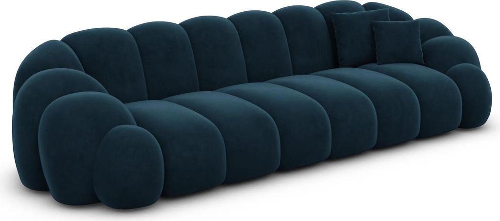 Samtstoff 4-Sitzer Couch Liora Mitternachtsblau