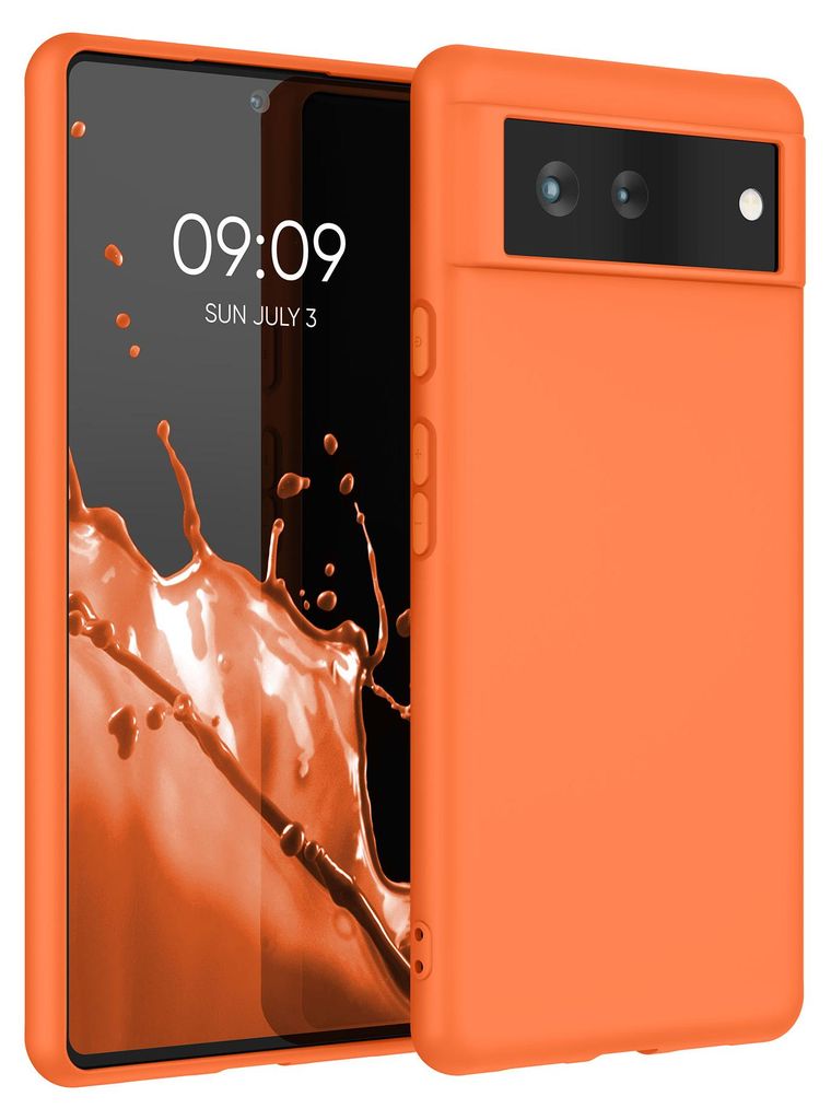 kwmobile Handyhülle für Google Pixel 6 Hülle - TPU Case - Kabelloses Laden - Schutzhülle Cover in Fruity Orange
