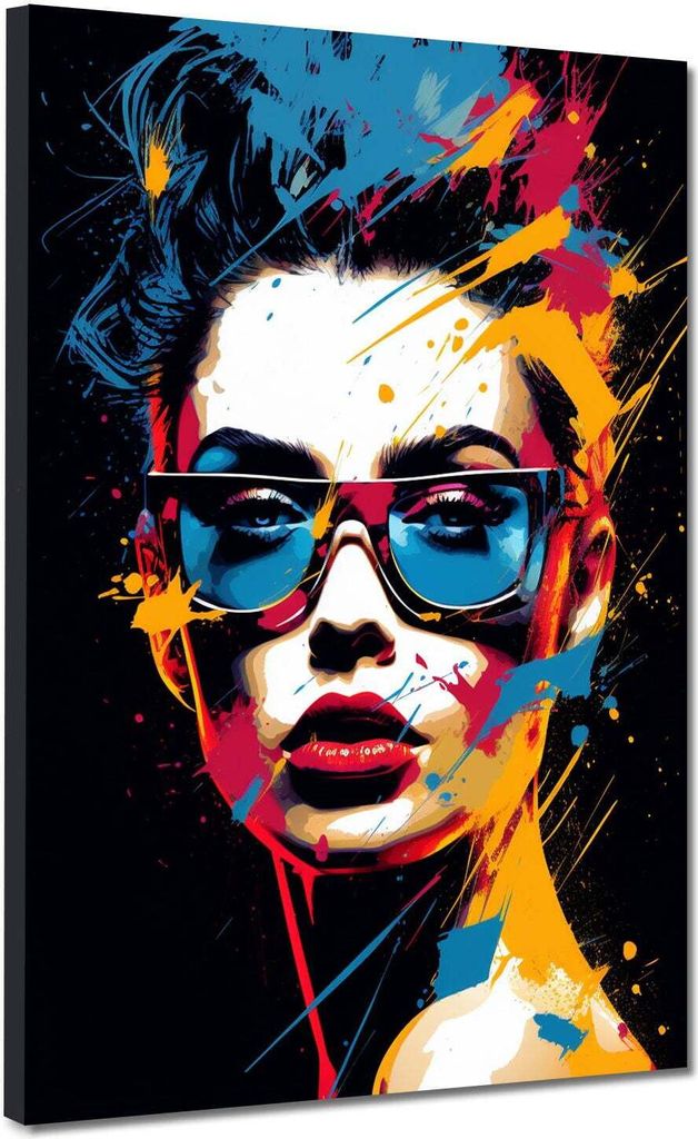 Pop Art abstrakt Frau Leinwandbild Wandbild XL Deko Kunst: 75x100x4cm