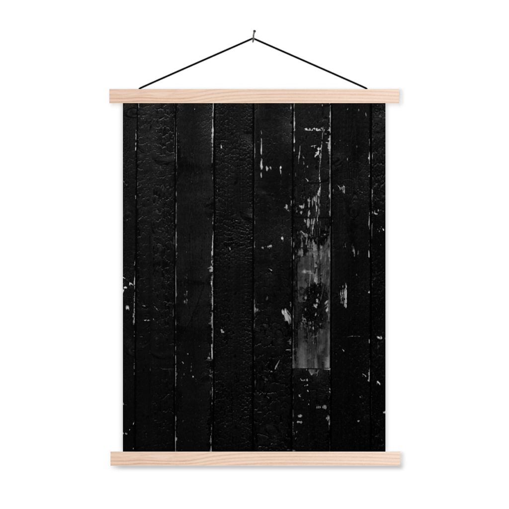 MuchoWow Textilposter Schwarz - Weiß - Struktur - Design 40x53 cm mit holzfarbenen Rahmen - Schlafzimmer