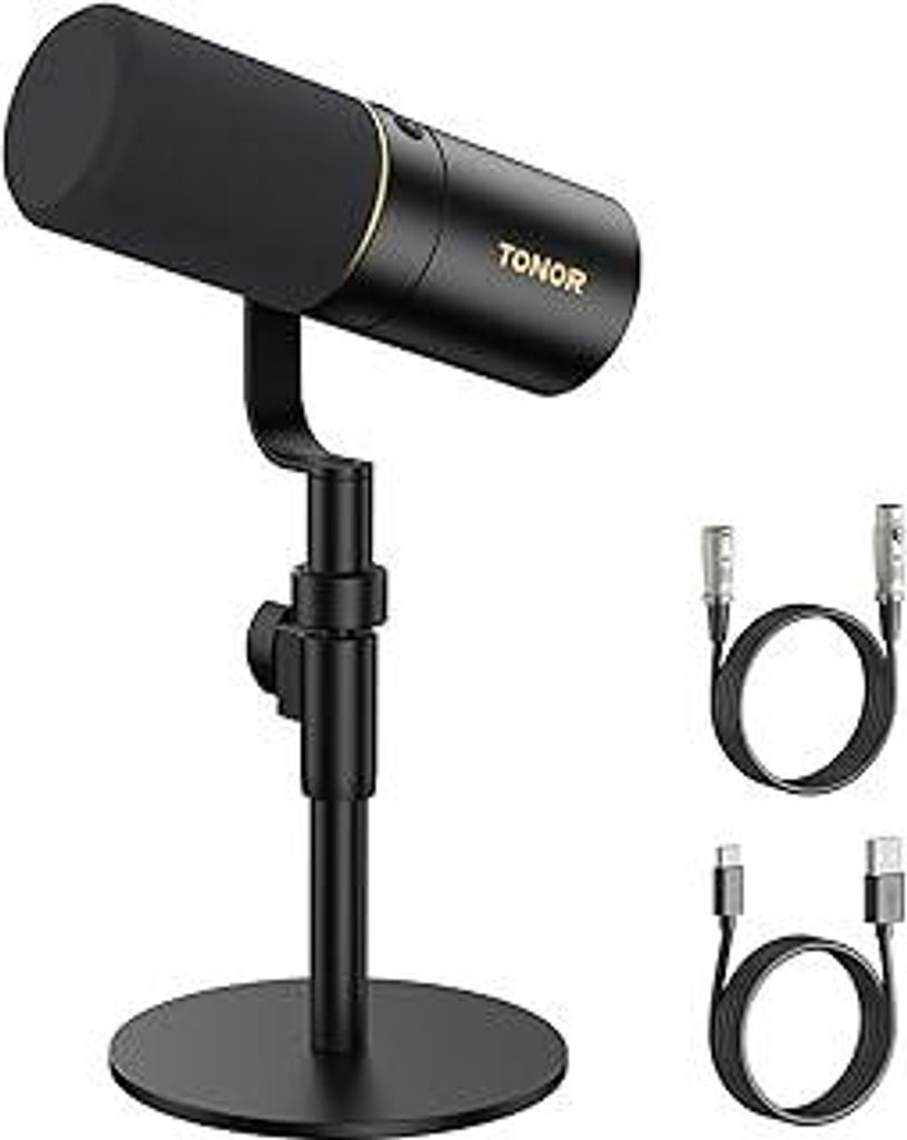 TONOR Gaming Microphone mit XLR/USB Kabel, Dynamisches Mikrofon PC mit Mikrofonarm und Mute Button, Vocal Mic Gesangsmikrofon für Streaming, Studi...