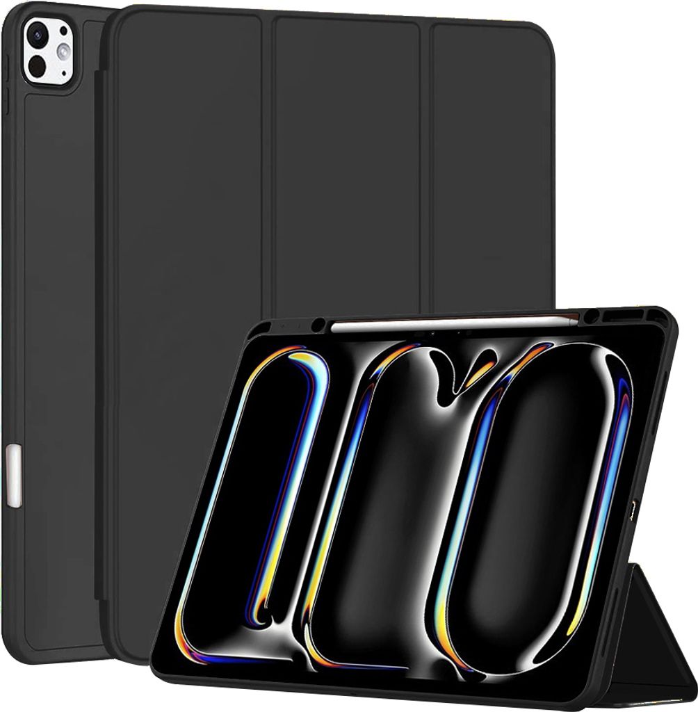 Techsuit Flex Trifold Tablet-Hlle mit Pencil-Halter fr Apple iPad Pro 13 2024 - Schwarz