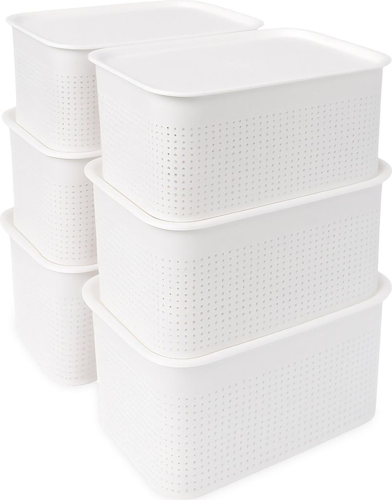Lot de 6 boîtes de rangement Relaxdays, avec couvercle, Image du produit 