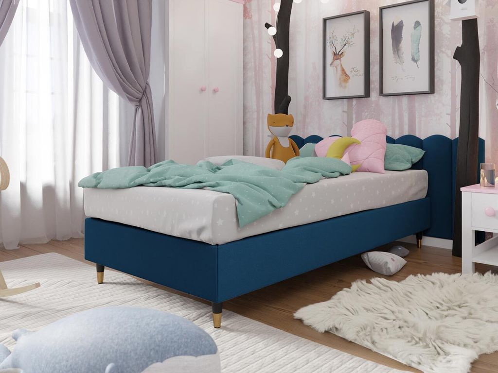 MIRJAN24 Boxspringbett Lux Gold für Wandpaneel, Einzelbett mit Matratze, Schlafzimmer (Farbe: Manila 26, Größe: 120x200 cm)