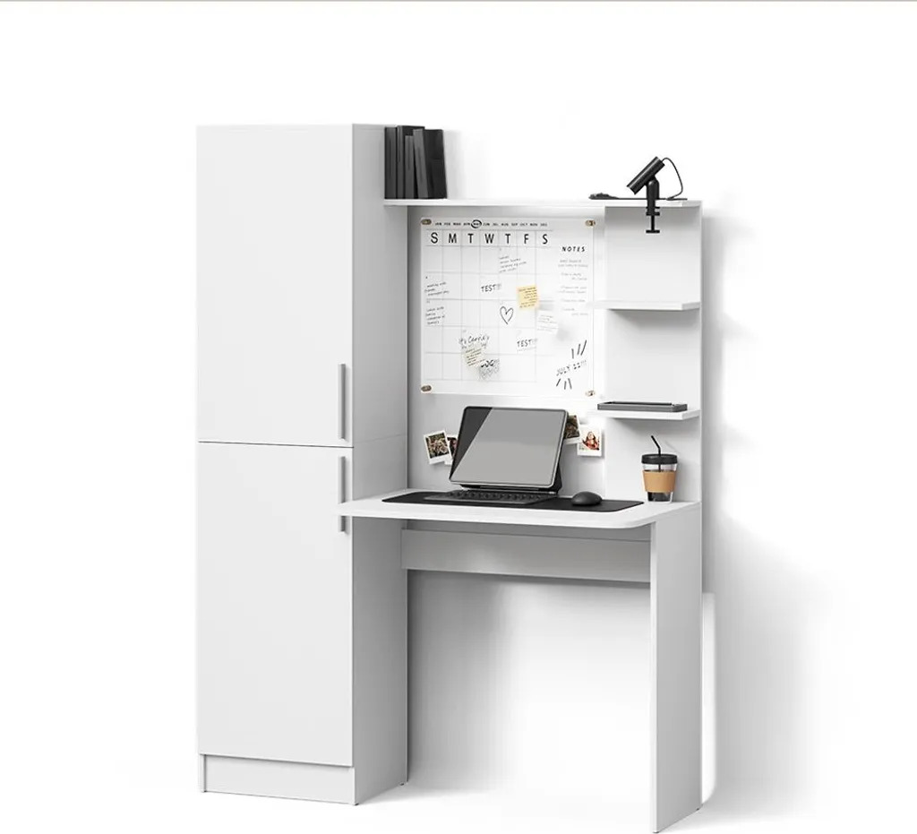 Grand Bureau d'Angle Blanc Livinity Rina 168cm pour Bureau et Maison