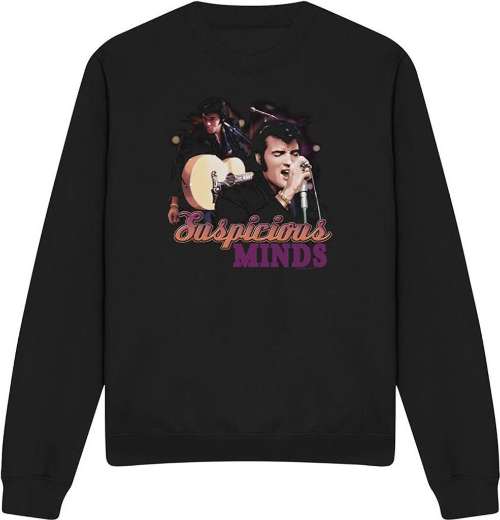 Elvis - "Suspicious Minds" Sweatshirt für Herren/Damen Uni TV32350 (S) (Schwarz)