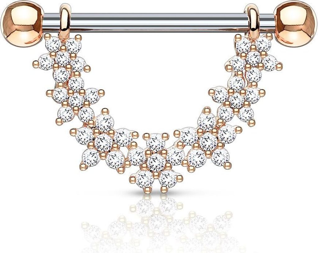 Brustwarzen Piercing Nippelpiercing Brustpiercing Blumen Blüten Zirkonia Kristalle Autiga rosegold