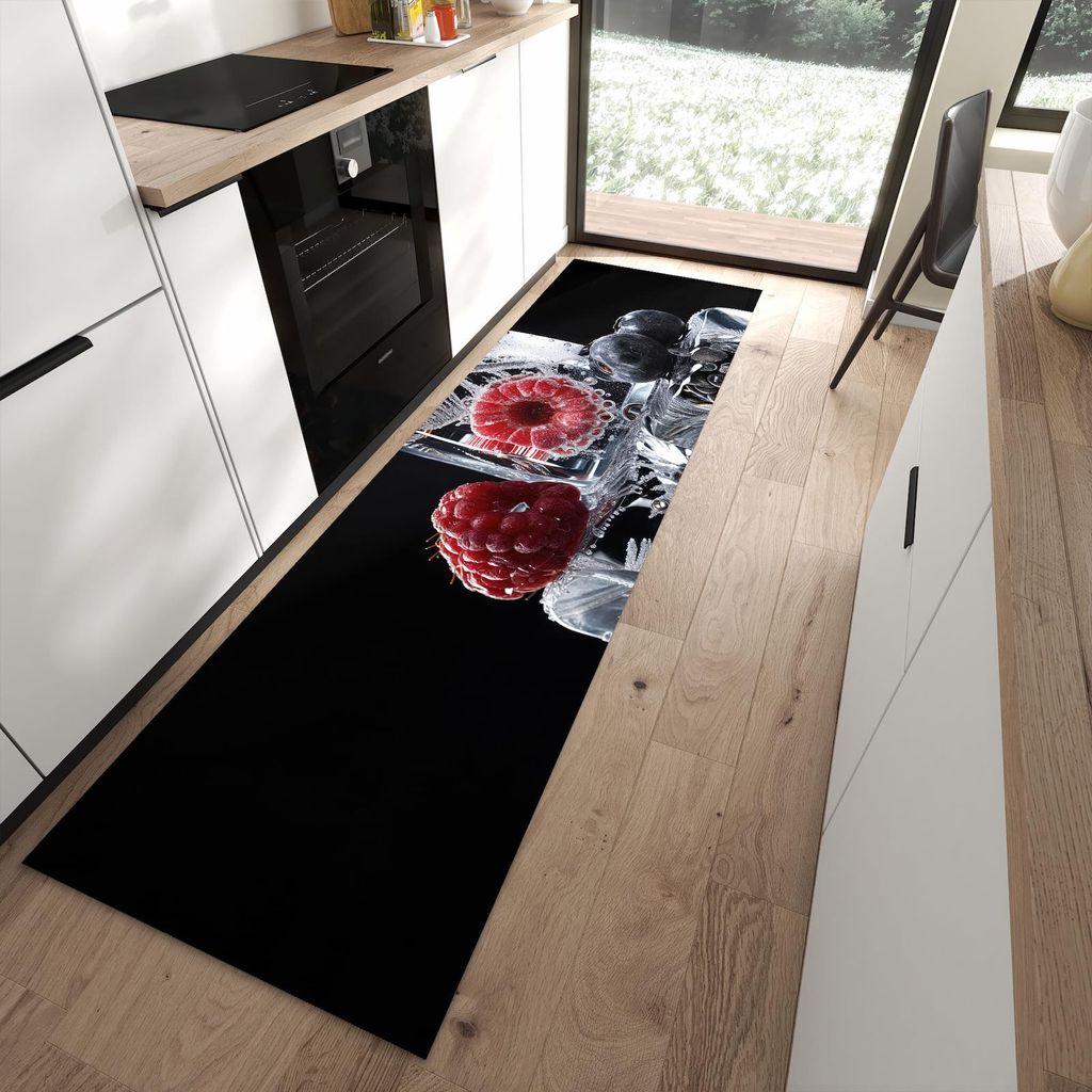 Küchenteppich 80x280cm rutschfest & abwischbar PVC Läufer - Gefrorene Früchte