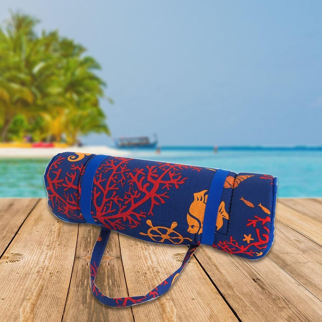 Szezlong plażowy w rolce SEA HORSE WITH CORALS niebieski Zdjęcie produktu 