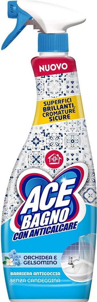A bottle of Ace Bagno cleaning spray with a trigger dispenser.