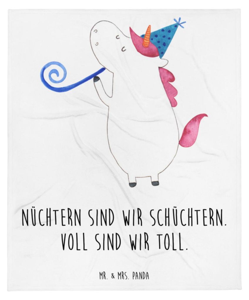 Mr. & Mrs. Panda Tagesdecke Einhorn Party - Weiß - Geschenk, Kuschelige Decke, Kuscheldecke, Konfetti, Unicorn, Bettdecke, Flauschige, Geburtstag,...