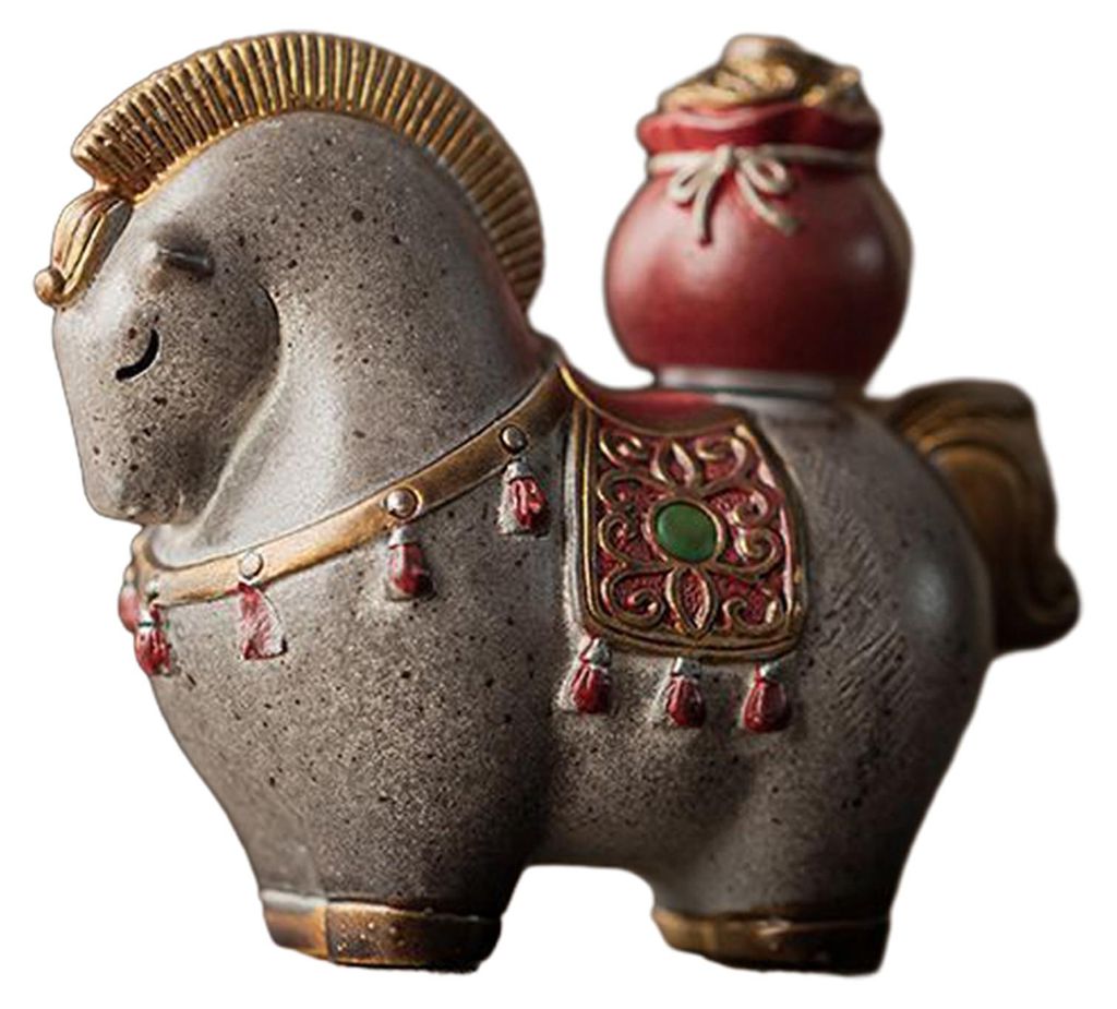 Geldpferd-Teetier mit Farbwechsel aus Kunstharz, traditionelle chinesische Tischdekoration mit Segenswunsch für Reichtum