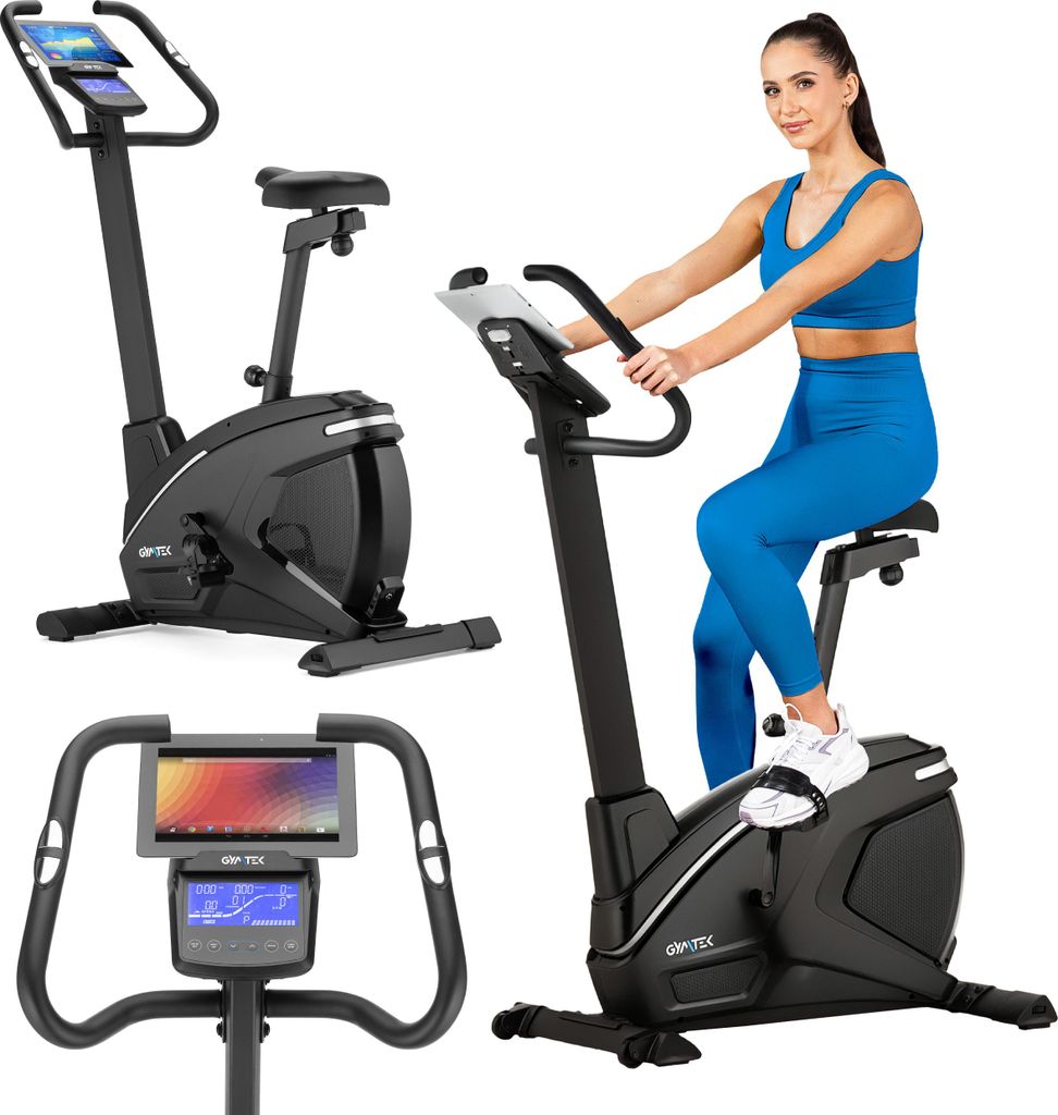 Gymtek Magnetischer Heimtrainer, Fahrrad für Zuhause - bis 140kg - 32 Widerstandsstufen, 5kg Schwungmasse - LCD Display - für Home Gym Fitness