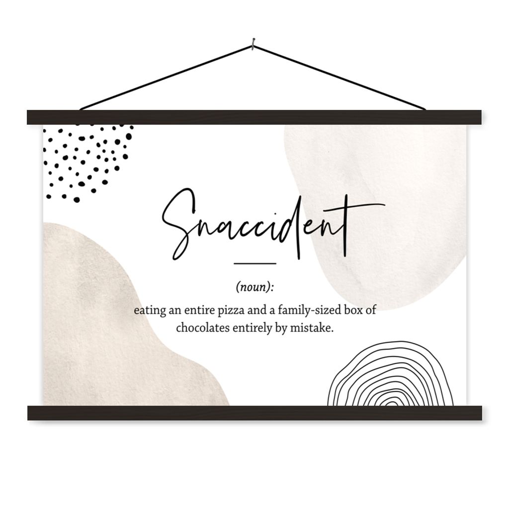 MuchoWow Textilposter Sprichwörter - Snaccident - Zitate - Wörterbuch - Snaccident Definition 150x100 cm mit schwarzem Rahmen - Schlafzimmer