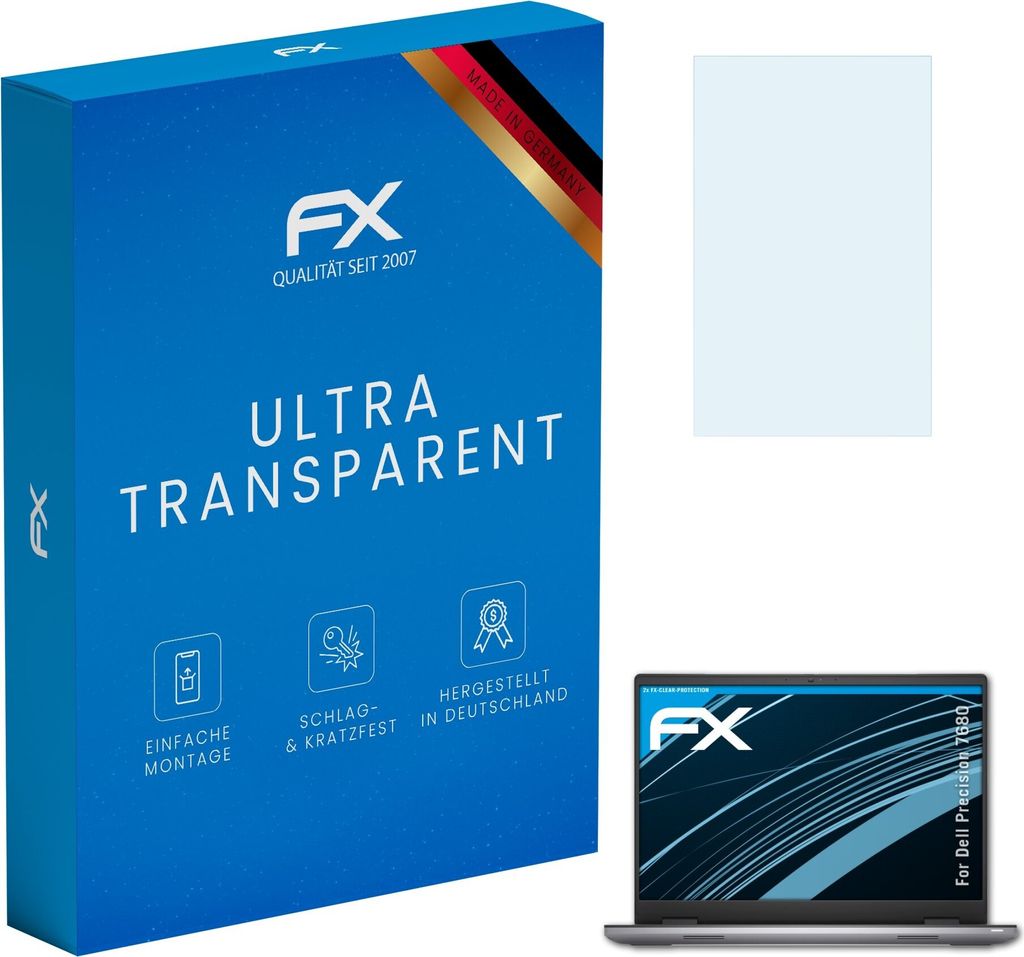 atFoliX FX-Clear 2x Schutzfolie kompatibel mit Dell Precision 7680 Displayschutzfolie