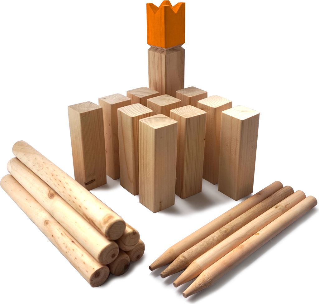 Ocean 5 Kubb - Original Wikinger Spiel | Premium Holzspiel im Stoffbeutel mit massiven Figuren | Schwedenschach Holz Outdoor Spiel Wurf Schach Spie...