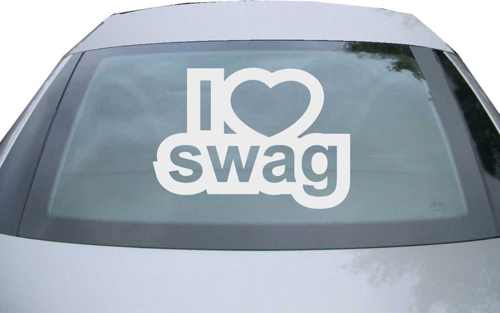 Indigos UG - Aufkleber Heckscheibe & Motorklappe DE6075 - silber - 600x428 mm - i love swag - Auto Scheiben Fenster Heckklappe Tuning Racing JDM - ...