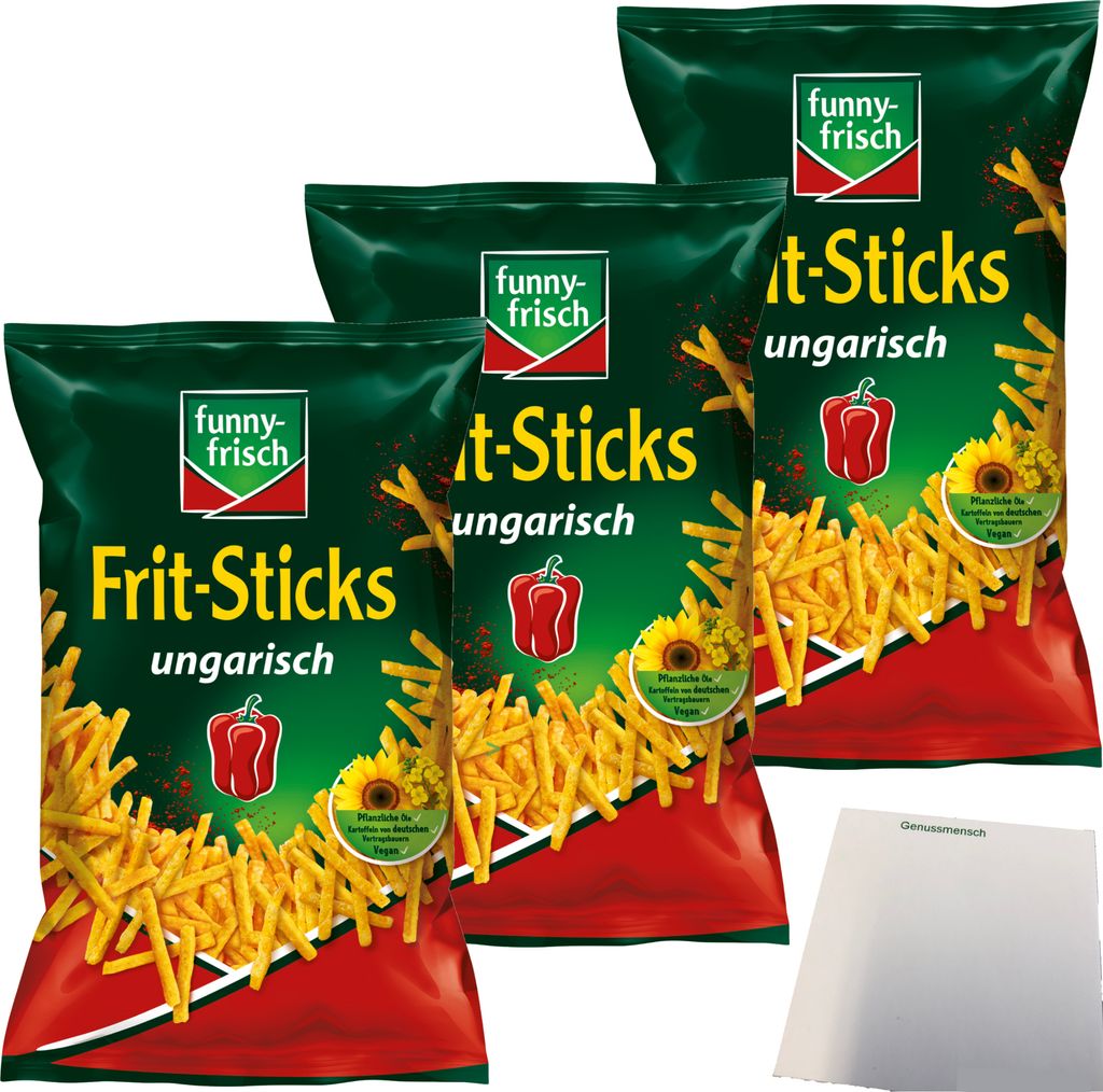 Funny-Frisch Frit Sticks Ungarisch 3er Pack (3x100g Beutel) + usy Block