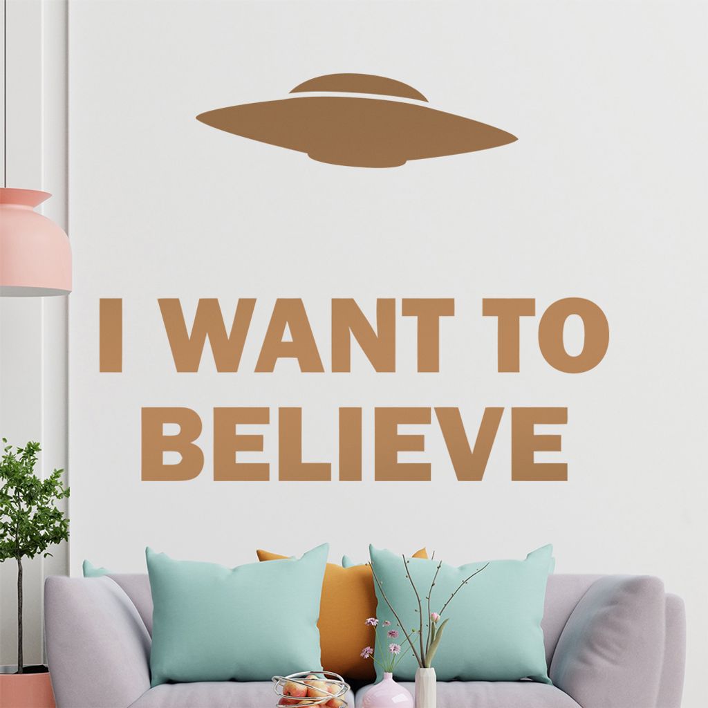 KIWISTAR I want to belive - Aliens Außerirdische Flugscheiben Angriff Wandtattoo in 6 Größen - Wandaufkleber Wall Sticker - Dekoration, Küche, ...
