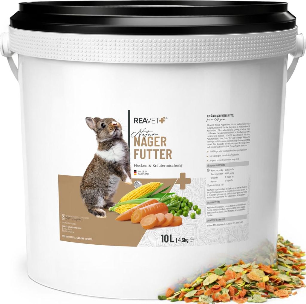REAVET Natur Nagerfutter 10 Liter - Kaninchenfutter, Produktbild 