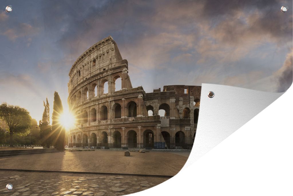 MuchoWow 60x40 cm Outdoor-Poster Gartendeko Sichtschutz Garten Poster für den Garten Antikes römisches Theater bei Sonnenaufgang Italien