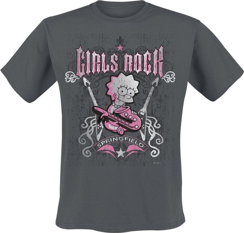 The Simpsons - "Girls Rock" T-Shirt für Herren/Damen Uni HE3485 (L) (Hellgrau)
