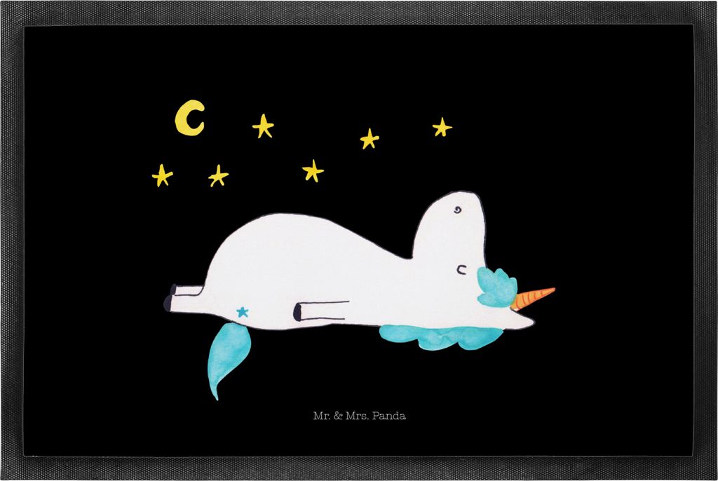 Mr. & Mrs. Panda Schmutzmatte Einhorn Sternenhimmel 50 x 75 cm - Schwarz - Geschenk, Sterne, Gummimatte, abstreifer, bodenmatte, Schuhabstreifer, U...