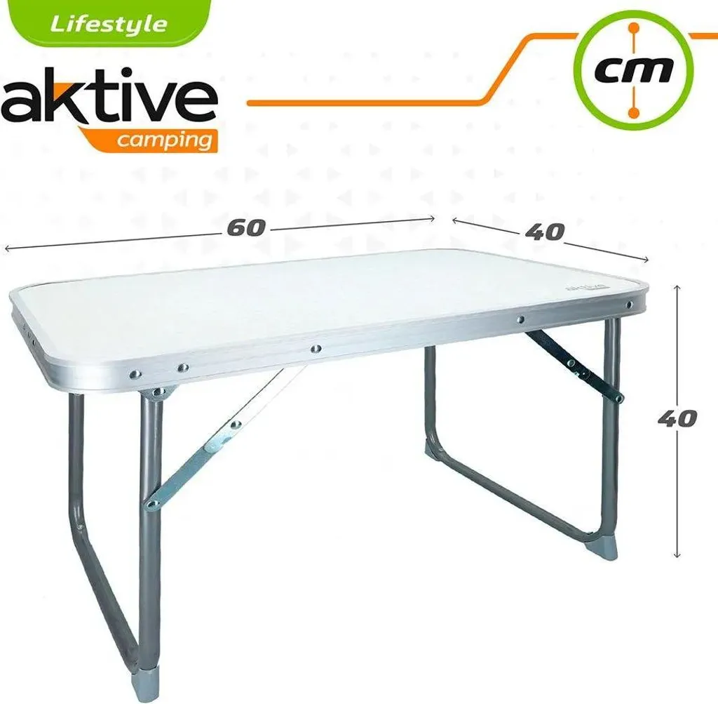 Table basse pliante pour balcon et camping Aktive - Plateau blanc 60cm - 9