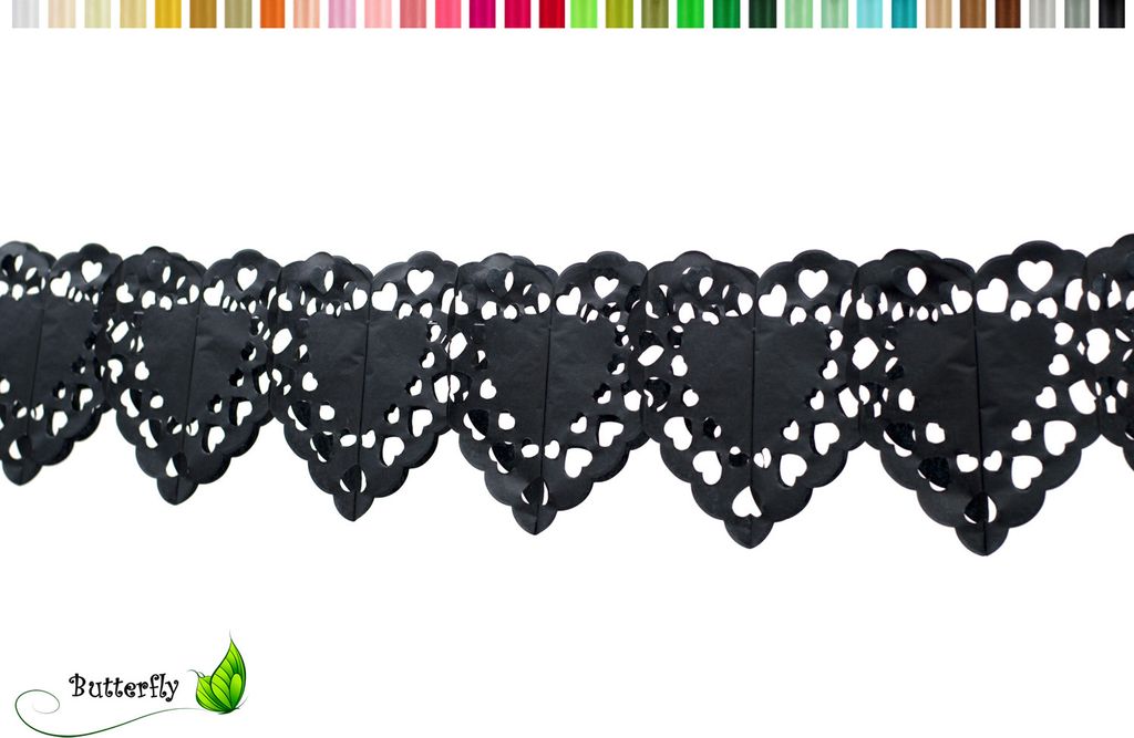 4 Meter Papiergirlande Herzen, Farbauswahl:schwarz 030 Produktbild 