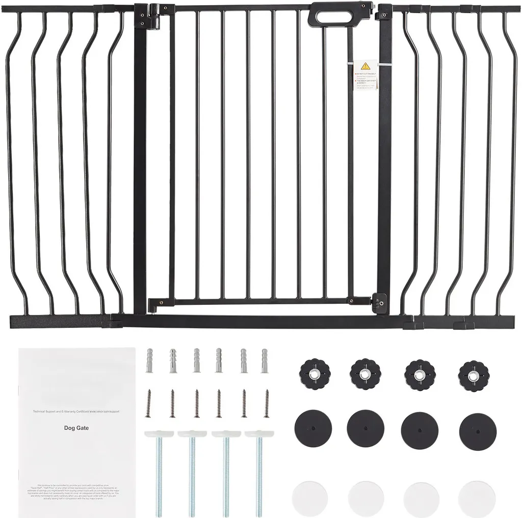 Barrière pour bébé et chien extensible, portillon de sécurité noir mat