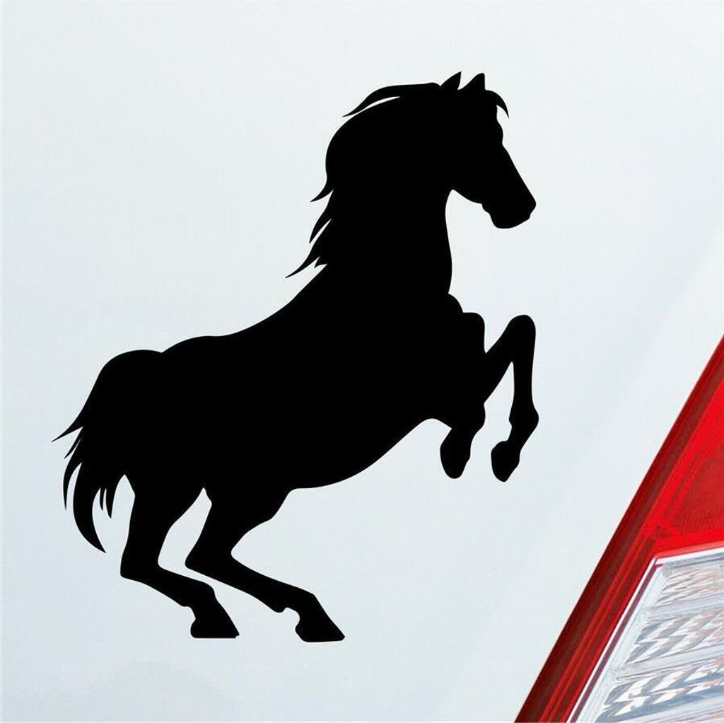 Auto Aufkleber Pferd Horse Pony Pferdeliebhaber Reiten 10x11,5 cm Schwarz Glanz Sticker Heckscheibenaufkleber