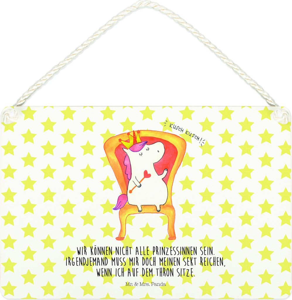 Mr. & Mrs. Panda Schild Einhorn König DIN A4 - Weiß - Produktbild 