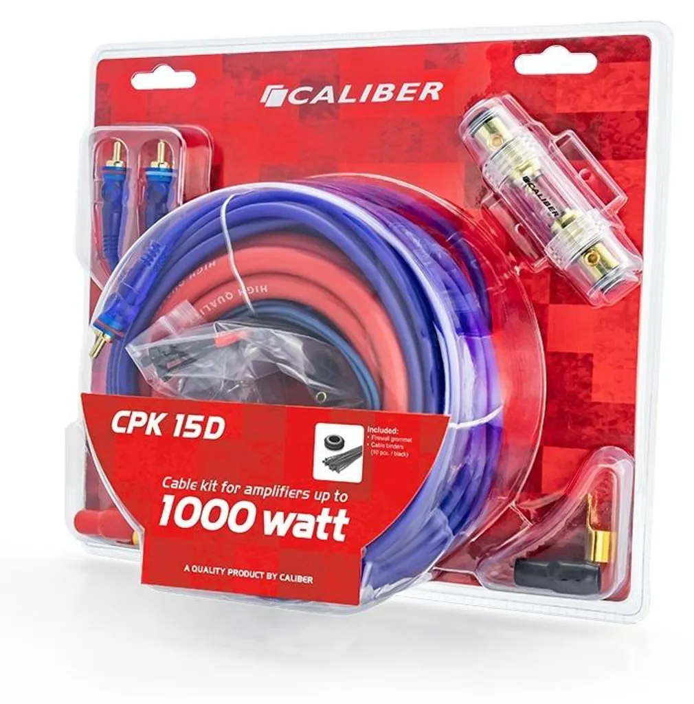 Câble pour caisson de basses auto - Kit complet 1000W 5 mètres Caliber