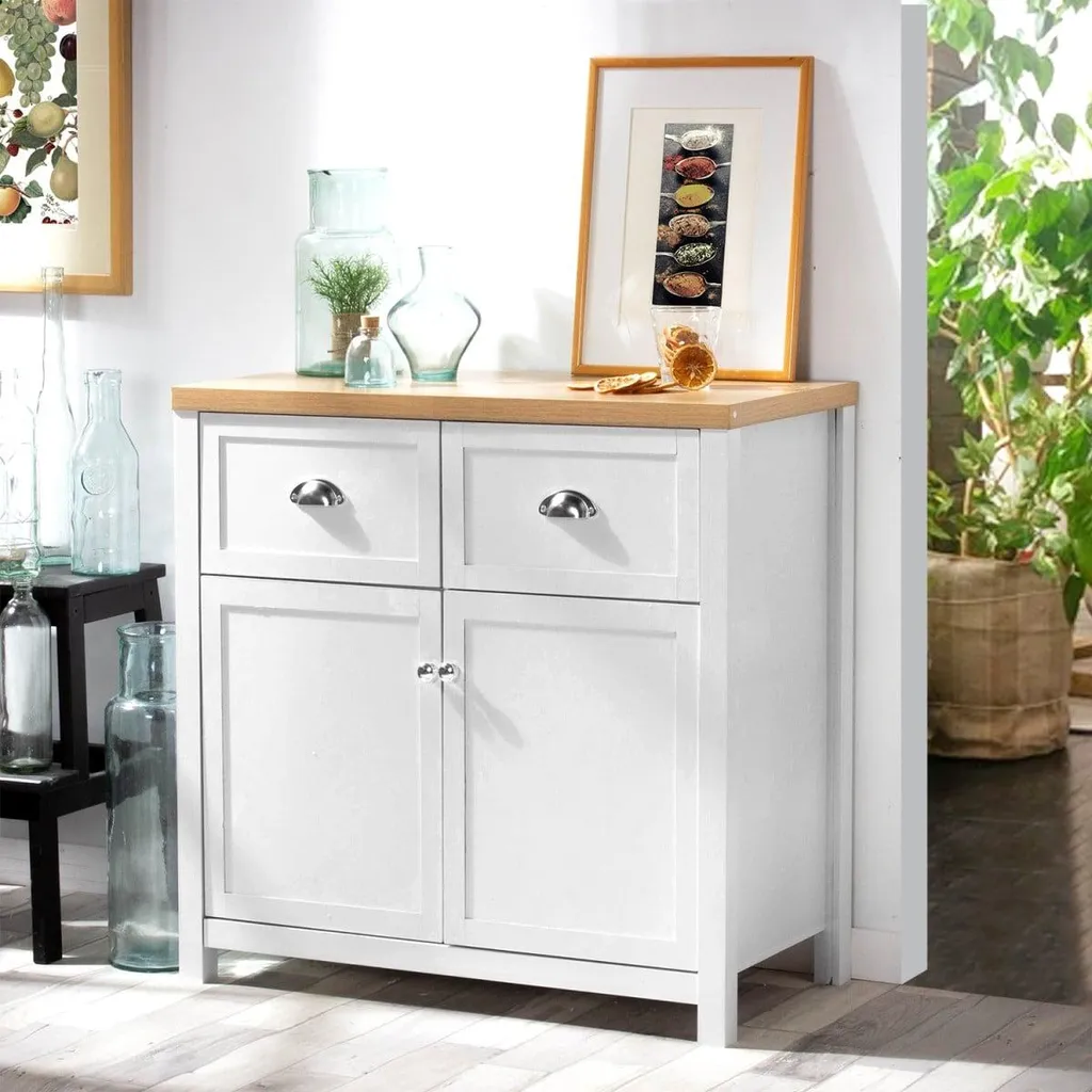 Optimisez votre rangement : Commode compacte L80cm 2 portes 2 tiroirs