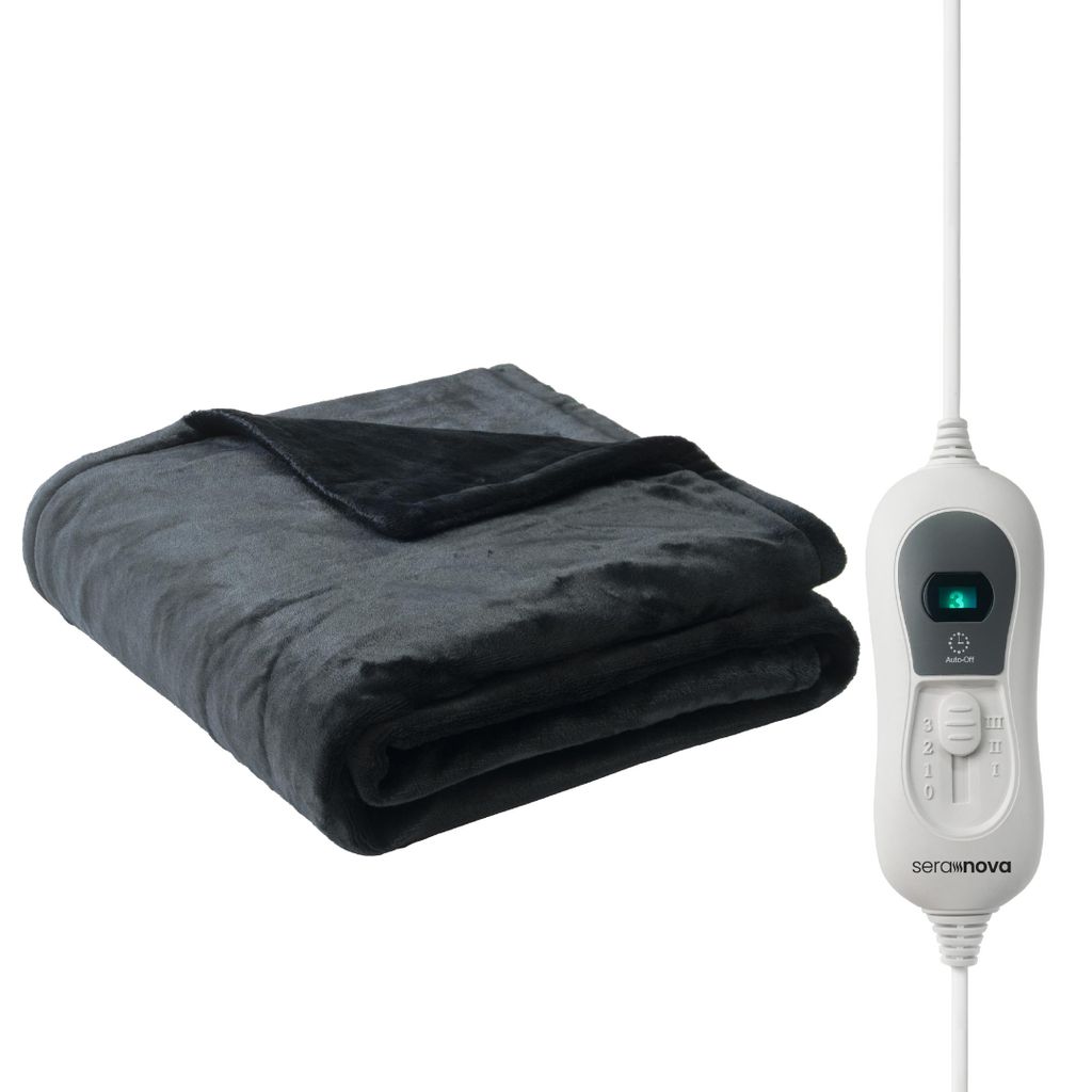 Seranova Heizdecke mit Abschaltautomatik XL - 160x120 cm - Wärmedecke - Elektrische Decke - Waschbar - 3 Heizstufe - Grau