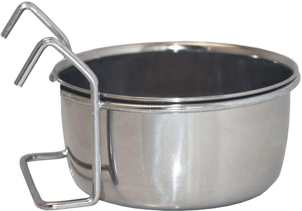 Futter- und Wassernapf für Hunde Hook On 900 ml Edelstahl silber