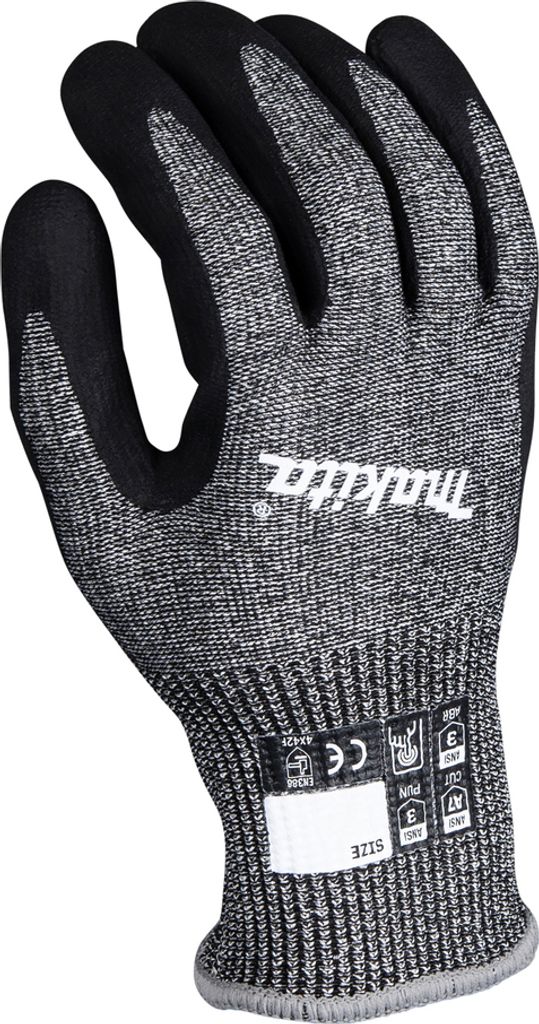 Makita Arbeitshandschuhe nitrilbeschichtet - touchscreenfähig F/7 grau / schwarz 8 / M