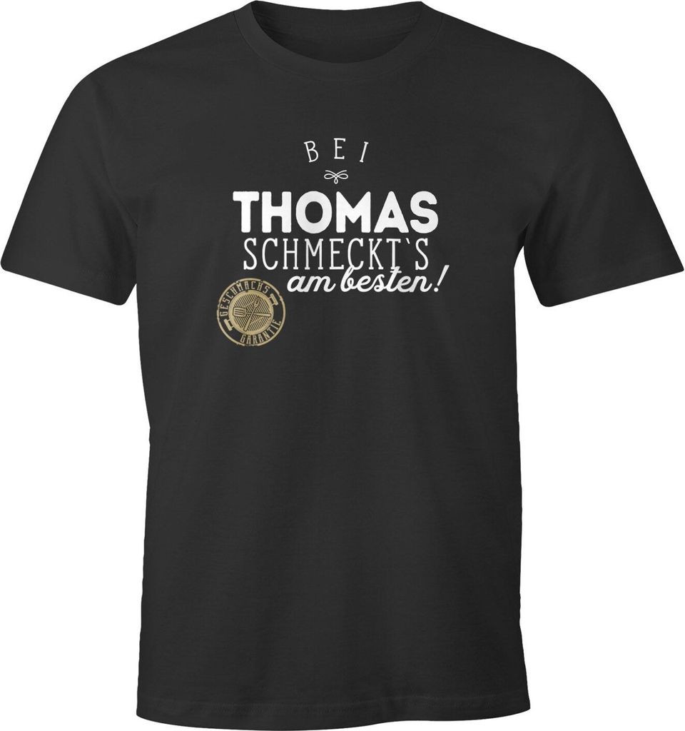 Herren T-Shirt Bei Papa Opa schmeckt`s am besten grillen kochen BBQ Fun-Shirt Moonworks Personalisiert anthrazit XXL