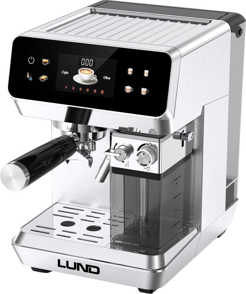 Kaffeevollautomat mit Milchaufschäumer, 1350W, 8 Programme, Edelstahl