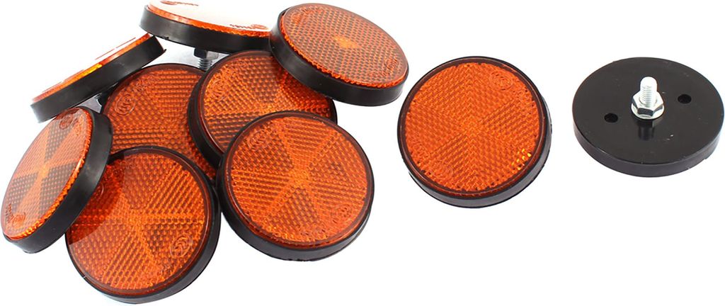 10 stk. Gelb Plastik Rund Kreis Anhänger Reflektoren 56mm für Motorrad