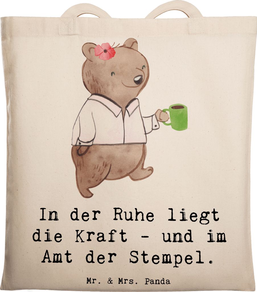 Mr. & Mrs. Panda Shopping Tasche Beamtin Kraft - Transparent - Geschenk, Präzision, Berufsliebe, Berufspassion, Uni, Laptoptasche, Schultasche, To...
