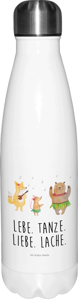 Mr. & Mrs. Panda Trinkflasche Waldtiere Aloha - Weiß - Geschenk, trinkflaschen, Igel, Tanzen, Lustige Sprüche, Musik, Thermos, Wasserflasche, The...